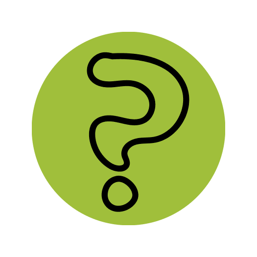 Illustrated icon of a green question mark